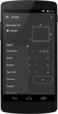 Metal Calculator android App screenshot 0